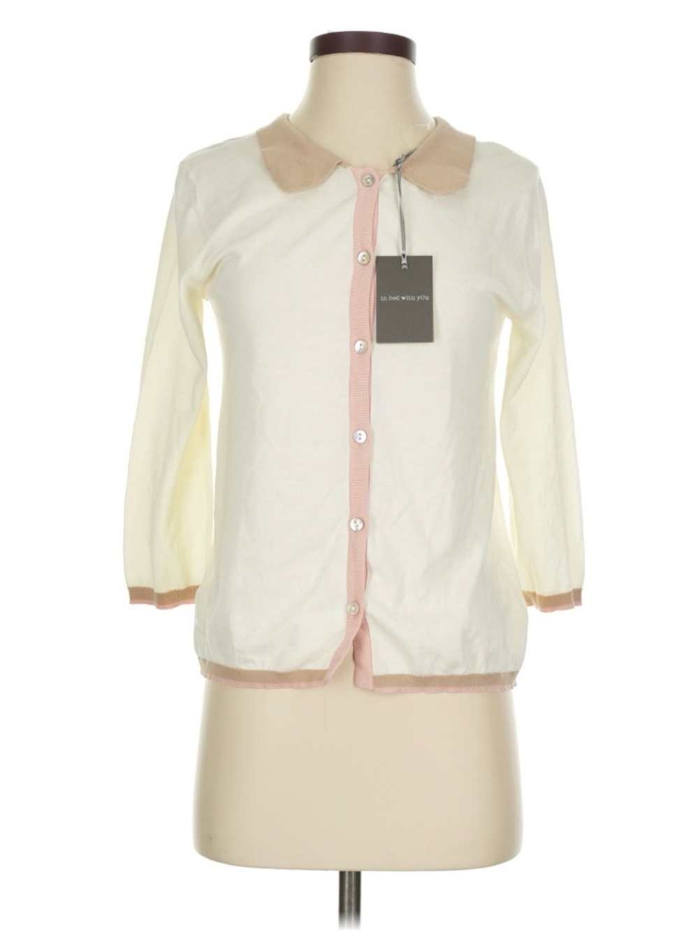 IN BED WITH YOU Italian Designer Peter Pan Collar Cardigan Size Small NWT